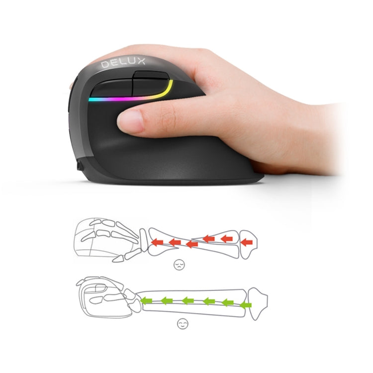 DELUX M618 Mini 2.4G Wireless 2400DPI USB Rechargeable Ergonomic Vertical Mouse, M618 Pink, M618 Grey