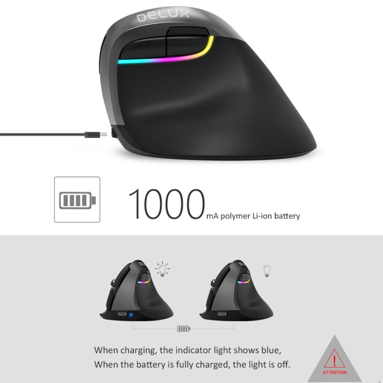 DELUX M618 Mini 2.4G Wireless 2400DPI USB Rechargeable Ergonomic Vertical Mouse, M618 Pink, M618 Grey
