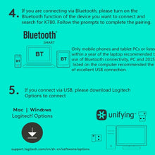 Load image into Gallery viewer, Logitech K780 Multi-device Bluetooth + Unifying Dual Mode Wireless Keyboard with Stand