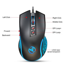 Load image into Gallery viewer, HXSJ X100 7-buttons 3600 DPI Cool Glowing Wired Gaming Mouse, Cable Length: 1.5m
