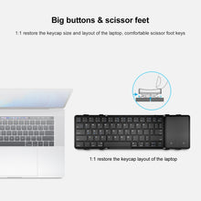 Load image into Gallery viewer, B1053 Leather Portable Tri-Fold Bluetooth Keyboard