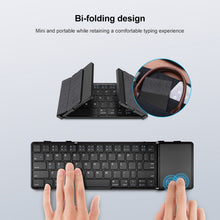 Load image into Gallery viewer, B1053 Leather Portable Tri-Fold Bluetooth Keyboard