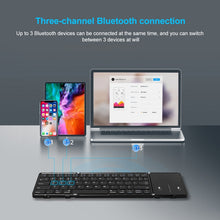 Load image into Gallery viewer, B1053 Leather Portable Tri-Fold Bluetooth Keyboard