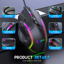 Load image into Gallery viewer, MKESPN X15 Full Speed 12800DPI 12 Buttons Macro Definition RGB Wired Mouse, x15