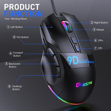 Load image into Gallery viewer, MKESPN X10 9-Buttons RGB Wired Macro Definition Gaming Mouse, Macro Definition