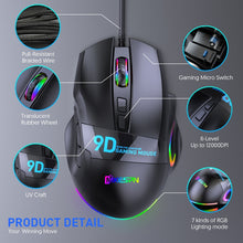 Load image into Gallery viewer, MKESPN X10 9-Buttons RGB Wired Full Speed Macro Definition Gaming Mouse, Full Speed Macro Definition
