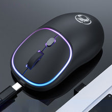 Load image into Gallery viewer, iMICE W-618 Rechargeable 4 Buttons 1600 DPI 2.4GHz Bluetooth Silent Wireless Mouse for Computer PC Laptop, W-618 2.4GHz &amp; Bluetooth
