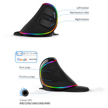 Load image into Gallery viewer, DELUX M618 Plus RGB Wired Optical Mouse Ergonomic Vertical Mouse 4000DPI, 4000DPI Wired