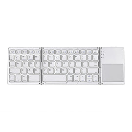 B033 Rechargeable 3-Folding 64 Keys Bluetooth Wireless Keyboard with Touchpad, 3-Folding 64 Keys with Touchpad White, 3-Folding 64 Keys with Touchpad Black