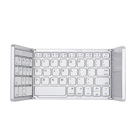 B033 Rechargeable 3-Folding 64 Keys Bluetooth Wireless Keyboard with Touchpad, 3-Folding 64 Keys with Touchpad White, 3-Folding 64 Keys with Touchpad Black