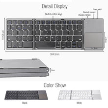 Load image into Gallery viewer, B033 Rechargeable 3-Folding 64 Keys Bluetooth Wireless Keyboard with Touchpad, 3-Folding 64 Keys with Touchpad White, 3-Folding 64 Keys with Touchpad Black