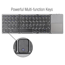 Load image into Gallery viewer, B033 Rechargeable 3-Folding 64 Keys Bluetooth Wireless Keyboard with Touchpad, 3-Folding 64 Keys with Touchpad White, 3-Folding 64 Keys with Touchpad Black