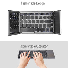 Load image into Gallery viewer, B033 Rechargeable 3-Folding 64 Keys Bluetooth Wireless Keyboard with Touchpad, 3-Folding 64 Keys with Touchpad White, 3-Folding 64 Keys with Touchpad Black