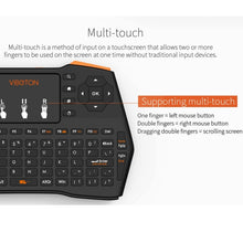 Load image into Gallery viewer, VIBOTON i8 Plus Updated 2.4GHz QWERT Mini Wireless Keyboard with Touchpad for TV Box, Mi Box, Computer, Tablet, Laptop and Projector(Black), Wireless Keyboard