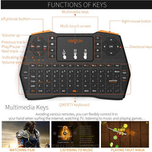 Load image into Gallery viewer, VIBOTON i8 Plus Updated 2.4GHz QWERT Mini Wireless Keyboard with Touchpad for TV Box, Mi Box, Computer, Tablet, Laptop and Projector(Black), Wireless Keyboard