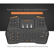 Load image into Gallery viewer, VIBOTON i8 Plus Updated 2.4GHz QWERT Mini Wireless Keyboard with Touchpad for TV Box, Mi Box, Computer, Tablet, Laptop and Projector(Black), Wireless Keyboard