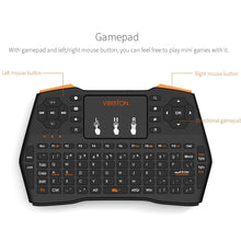 Load image into Gallery viewer, VIBOTON i8 Plus Updated 2.4GHz QWERT Mini Wireless Keyboard with Touchpad for TV Box, Mi Box, Computer, Tablet, Laptop and Projector(Black), Wireless Keyboard