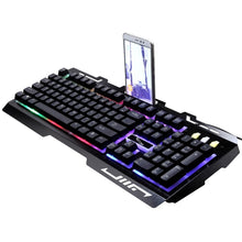 Load image into Gallery viewer, ZGB G700 104 Keys USB Wired Mechanical Feel Glowing Metal Panel Suspension Gaming Keyboard with Phone Holder