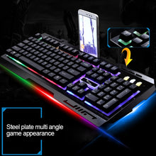 Load image into Gallery viewer, ZGB G700 104 Keys USB Wired Mechanical Feel Glowing Metal Panel Suspension Gaming Keyboard with Phone Holder