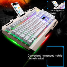 Load image into Gallery viewer, ZGB G700 104 Keys USB Wired Mechanical Feel Glowing Metal Panel Suspension Gaming Keyboard with Phone Holder