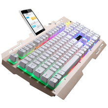Load image into Gallery viewer, ZGB G700 104 Keys USB Wired Mechanical Feel Glowing Metal Panel Suspension Gaming Keyboard with Phone Holder