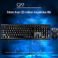 Load image into Gallery viewer, Chasing Leopard Q9 1600 DPI Professional Wired Grid Texture Gaming Office Keyboard + Optical Mouse Kit