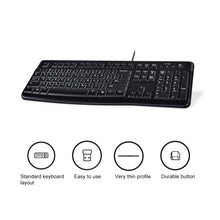 Load image into Gallery viewer, Logitech K120 USB Waterproof Splash Wired Keyboard for Desktop Computers / Laptops, Logitech K120