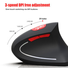 Load image into Gallery viewer, HXSJ T29 Bluetooth 3.0 Wireless Bluetooth 6-Keys 2400 DPI Adjustable Ergonomics Optical Vertical Mouse, 6 Buttons T29 Black, 6 Buttons T29 Grey