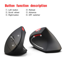 Load image into Gallery viewer, HXSJ T29 Bluetooth 3.0 Wireless Bluetooth 6-Keys 2400 DPI Adjustable Ergonomics Optical Vertical Mouse, 6 Buttons T29 Black, 6 Buttons T29 Grey