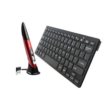 Load image into Gallery viewer, KM-808 2.4GHz Wireless Multimedia Keyboard + Wireless Optical Pen Mouse with USB Receiver Set for Computer PC Laptop, Random Pen Mouse Color Delivery, KM-808 Keyboard + Pen Mouse (White), KM-808 Keyboard + Pen Mouse (Black)