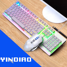 Load image into Gallery viewer, YINDIAO K002 USB Wired Mechanical Feel RGB Backlight Keyboard + Optical Silent Mouse Set, RGB Backlight / Black, RGB Backlight / Silent / Black, Orange Backlight / Black, RGB Backlight / White