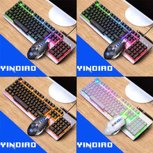 Load image into Gallery viewer, YINDIAO K002 USB Wired Mechanical Feel RGB Backlight Keyboard + Optical Mouse + Headset Set, RGB Backlight /  Black, RGB Backlight / Silent / Black, Orange Backlight / Black, RGB Backlight / White