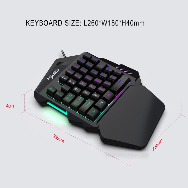 HXSJ V100 Universal One-hand 35-Keys Mechanical Blue Axis Seven-color Backlight Wired Gaming Keyboard, Length: 1.6m