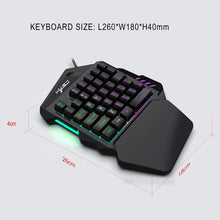 Load image into Gallery viewer, HXSJ V100 Universal One-hand 35-Keys Mechanical Blue Axis Seven-color Backlight Wired Gaming Keyboard, Length: 1.6m