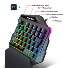 Load image into Gallery viewer, HXSJ V100 Universal One-hand 35-Keys Mechanical Blue Axis Seven-color Backlight Wired Gaming Keyboard, Length: 1.6m