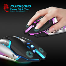 Load image into Gallery viewer, HXSJ M10 2.4GHz 6-keys USB Rechargeable Colorful Lighting Ergonomic 2400DPI Wireless Optical Gaming Mouse for Desktop Computers, M10