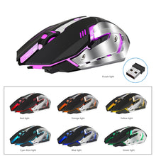 Load image into Gallery viewer, HXSJ M10 2.4GHz 6-keys USB Rechargeable Colorful Lighting Ergonomic 2400DPI Wireless Optical Gaming Mouse for Desktop Computers, M10