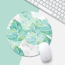 Load image into Gallery viewer, Green Sunflower Pattern Circular Mouse Pad, Diameter: 22cm, Green Sunflower