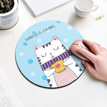 Load image into Gallery viewer, Coffee Cat Pattern Circular Mouse Pad, Diameter: 22cm, Coffee Cat