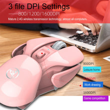 Load image into Gallery viewer, HXSJ T37 2.4GHz 1600dpi 3-modes Adjustable Wireless Mute Mouse, T37 Black, T37 Pink