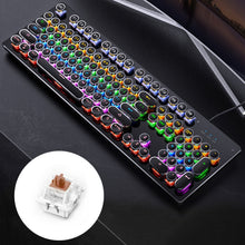 Load image into Gallery viewer, YINDIAO Electroplating Punk Mixed Light USB Mechanical Gaming Wired Keyboard, Tea Shaft, Electroplating Punk,Tea Shaft (Black)