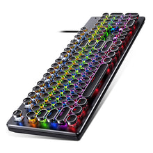 Load image into Gallery viewer, YINDIAO Electroplating Punk Mixed Light USB Mechanical Gaming Wired Keyboard, Tea Shaft, Electroplating Punk,Tea Shaft (Black)