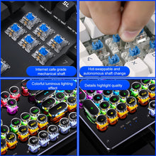 Load image into Gallery viewer, YINDIAO Electroplating Punk Mixed Light USB Mechanical Gaming Wired Keyboard, Tea Shaft, Electroplating Punk,Tea Shaft (Black)