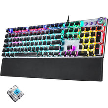 Load image into Gallery viewer, AULA F2088 108 Keys Mixed Light Plating Punk Mechanical Blue Switch Wired USB Gaming Keyboard with Metal Button, Blue Switch Silver