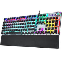 Load image into Gallery viewer, AULA F2088 108 Keys Mixed Light Plating Punk Mechanical Blue Switch Wired USB Gaming Keyboard with Metal Button, Blue Switch Silver