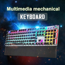 Load image into Gallery viewer, AULA F2088 108 Keys Mixed Light Plating Punk Mechanical Blue Switch Wired USB Gaming Keyboard with Metal Button, Blue Switch Silver