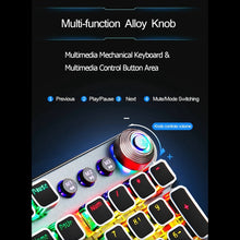 Load image into Gallery viewer, AULA F2088 108 Keys Mixed Light Plating Punk Mechanical Blue Switch Wired USB Gaming Keyboard with Metal Button, Blue Switch Silver