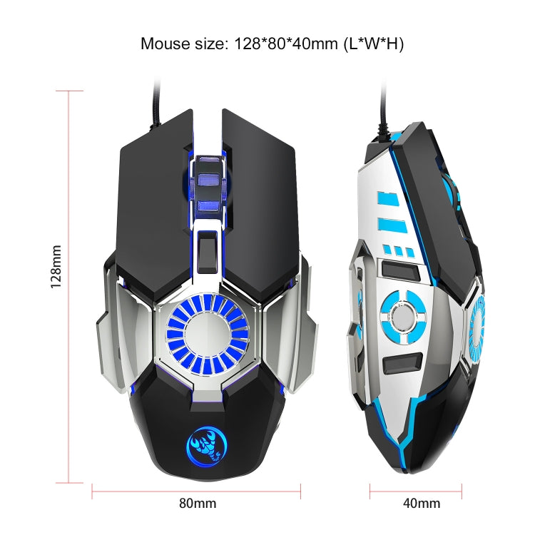 HXSJ J700 Colorful Lighting Programmable E-sports Gaming Wired Mouse, J700