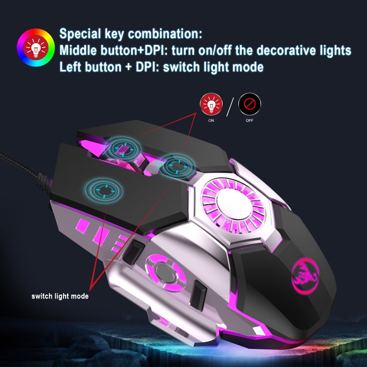 HXSJ J700 Colorful Lighting Programmable E-sports Gaming Wired Mouse, J700