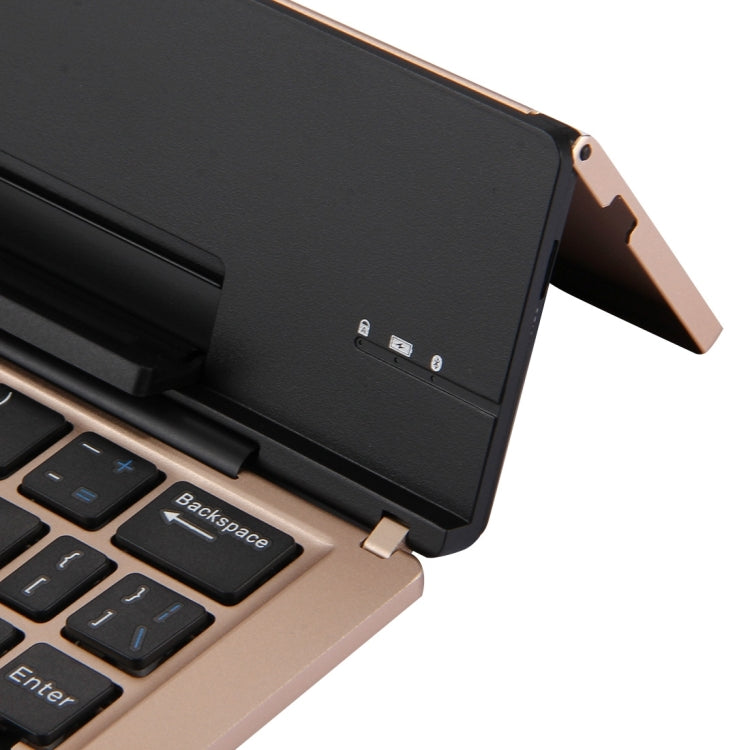 F18 Ultra-slim Rechargeable Foldable 58 Keys Bluetooth Wireless Keyboard with Holder